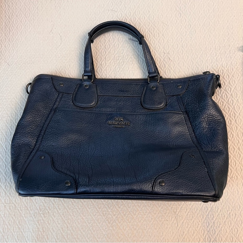COACH Mickie Satchel Pearlised Blue Leather